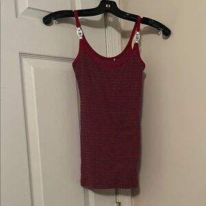 Vintage Guess Red and Gray Striped Tank Top